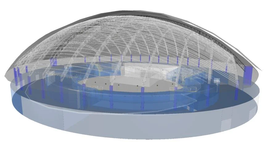Modelo técnico das instalações da arena de eventos de 15.000 m² em Terra Boa, Paraná